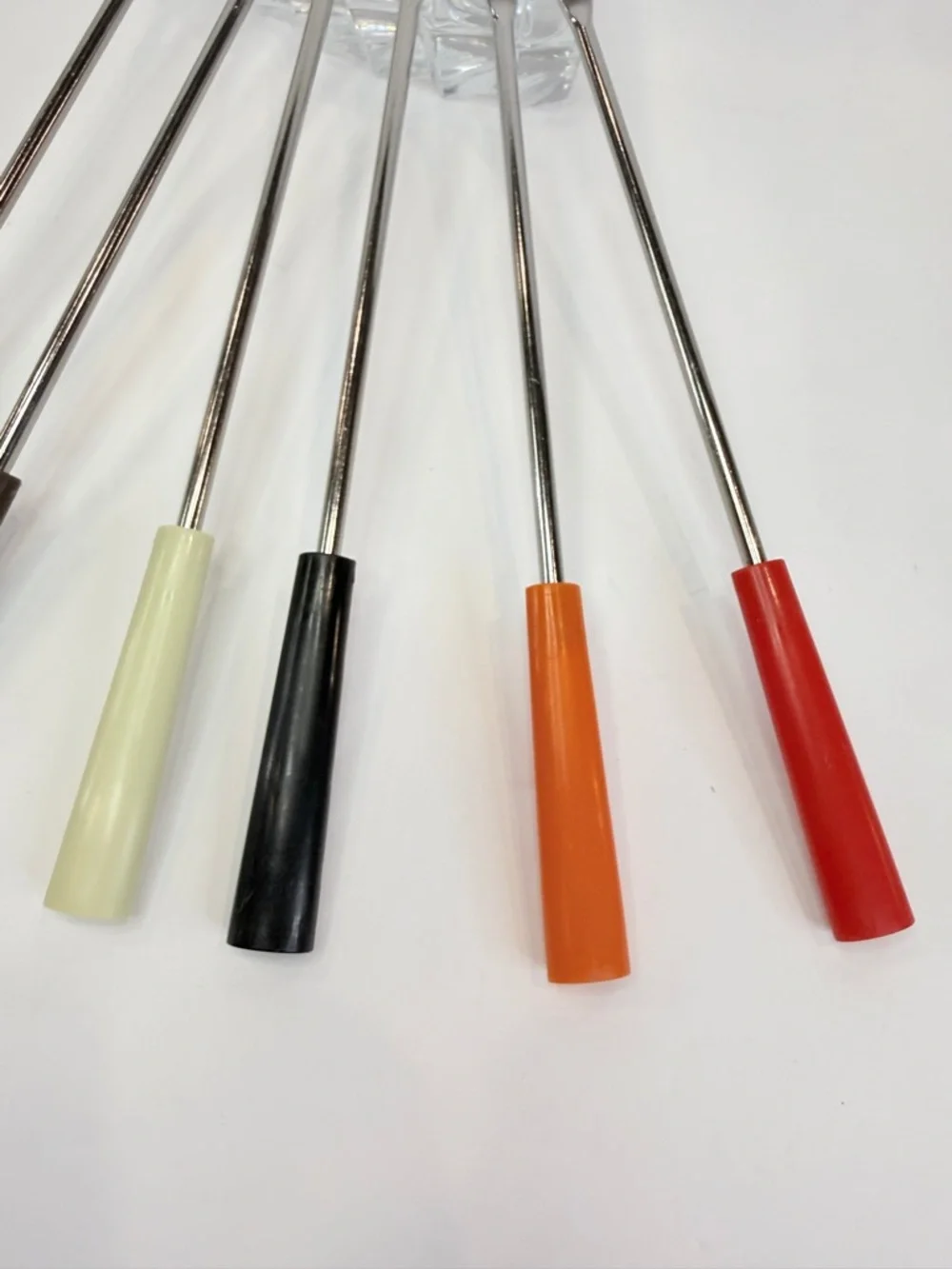 10 inch “Vintage Fondue Fork Set 6 Color Handle Retro 70s Appetizer Picks”